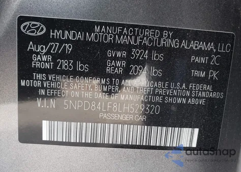 2020 Hyundai Elantra Limited from USA, damaged, VIN 5NPD84LF8LH529320